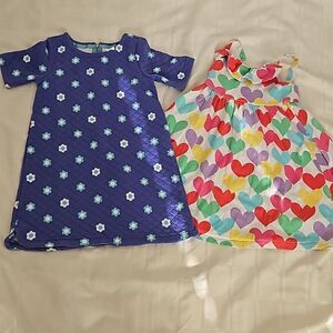 Gymboree Girl's Bundle Of 2 Floral Dresses Purple, Red & Green 6 Years Old